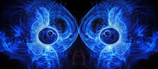 Mystical Blue Light Patterns of Symmetry Abstract Illustration