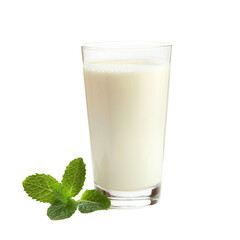 Poster - Fresh milk in glass with mint leaves, perfect for refreshing drink. Enjoy creamy texture and cool flavor that complements various dishes