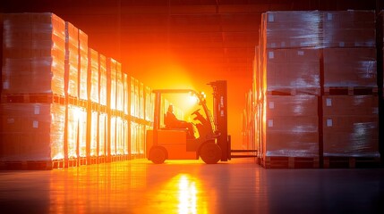 Poster - Warehouse Forklift Operator, skilled in inventory management, ensuring safe transport of goods, maintaining equipment, optimizing storage space for efficiency and safety