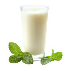 Poster - Creamy beverage in glass with fresh mint leaves, refreshing and delicious. Perfect for hot days or as healthy snack