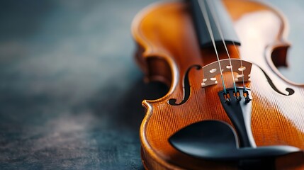Poster - Close Up of a Beautiful Wooden Violin Highlighting Its Craftsmanship and Detail : Generative AI