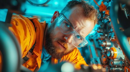 Poster - Offshore Oil Rig Mechanic, servicing machinery in remote locations, troubleshooting hydraulic systems, enhancing operational efficiency in challenging environments