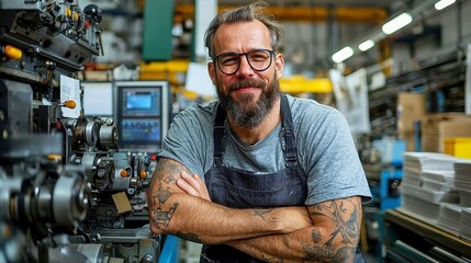 Poster - Printing Press Technician, skilled in calibrating machines, ensuring print quality, troubleshooting malfunctions, vital role in the publishing industry, enhancing production efficiency