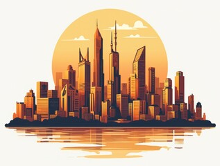 Poster - City Skyline at Sunset