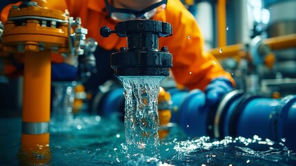 Poster - Saltwater Desalination Technician, skilled in operating filtration systems, optimizing performance, and guaranteeing the production of fresh water in coastal water treatment facilities