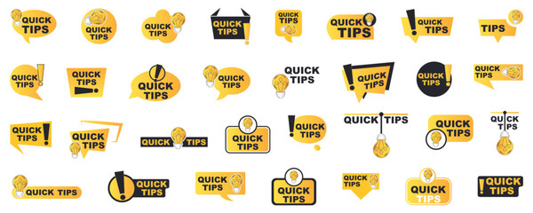 Poster - Yellow quick tips collection with speech bubble