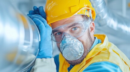 Poster - Sheet Metal Worker in Industrial Construction, skilled in fabricating ducts and installing ventilation systems, ensuring precise and airtight fittings for optimal performance