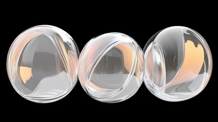 Poster - Abstract glass spheres against black background with reflected light and shadow effects