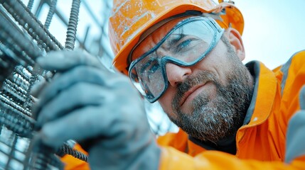 Poster - Ironworker Assembling Steel Frameworks, skilled tradesperson constructing robust structures, welding components, ensuring safety and stability in construction projects, teamwork and precision.