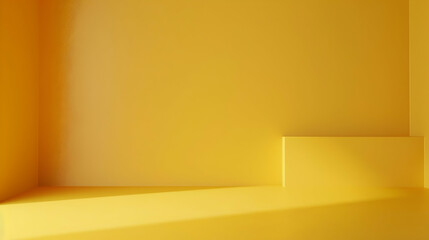 Poster - Bright yellow interior room with minimalist design, showcasing natural light and shadows