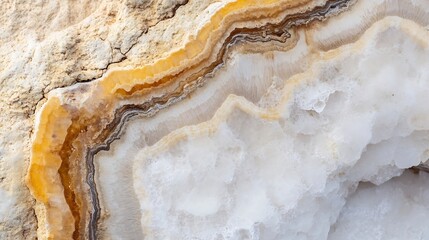 Leinwandbilder - Close up view of stunning brown and white agate gemstone with intricate patterns and textures in natural light : Generative AI