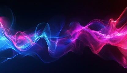 Poster - Abstract Waves Flow Dynamically Across Screen, Vibrant Neon Colors Dance, Digital Art Background for Design Projects
