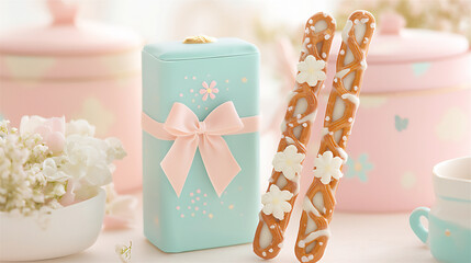 Wall Mural -  pastel white chocolate covered pretzel rods