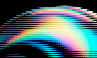Aufkleber - Colorful, dynamic vector illustration with curved lines and vibrant gradients creating a lively, abstract pattern against a dark background, evoking movement and energy.