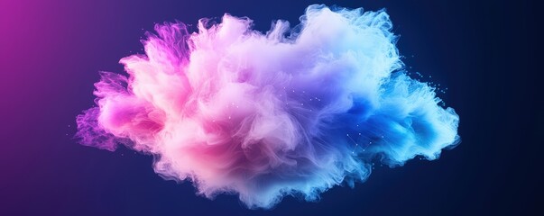 Poster - a vibrant, abstract cloud of pink, purple, and blue hues against a dark background, evoking a sense 