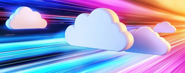 Poster - colorful abstract background featuring clouds with dynamic light effects, symbolizing digital innova