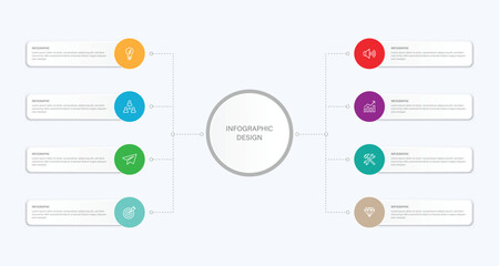 Wall Mural - Vector infographic label design with circle infographic template design and 6-7-8 options or steps. Can be used for process diagram, presentations, workflow layout, banner, flow chart, info graph