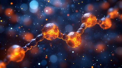 Poster - A vibrant depiction of molecular structures with glowing particles, symbolizing the intricacies of chemistry and biology