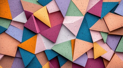 Poster - A textured abstract piece with layers of paint forming a mosaic of triangular shapes, inviting the viewer to explore its intricacies.