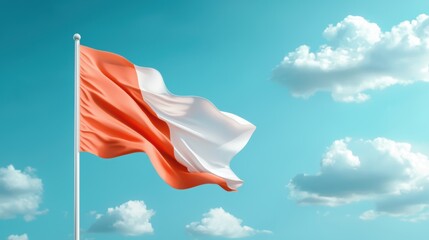 Poster - A red and white triangular flag fluttering in the wind, symbolizing a sense of danger or warning.