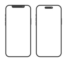 Fototapete - Modern smartphone equipment devices with black frame mockup set vector illustration