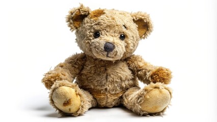 Naklejka na meble Worn Teddy Bear on White Background
