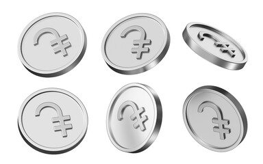 Aufkleber - dram currency 3d illustration. set of coins in different view. 3d rendering of metallic coins for business and finance