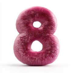 Sticker - Velvet number 8 with a soft plush texture for 8 March International Womens Day isolated on white