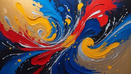 Poster - Bright swirling abstract artwork featuring vivid colors and dynamic patterns created with bold brush strokes