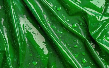 Wall Mural - Bright emerald green glossy plastic texture background mockup Saint Patricks Day