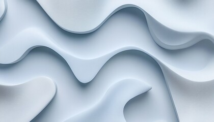 Flowing Abstract Shapes, Blue Gradient Waves Background, Smooth 3D Render, Design Element