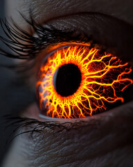 Poster - A slight fish-eye lens effect emphasizing the spherical shape of the pupil, with radiant orange