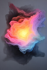 Poster - A radiant, glowing core at the center of a canvas, pulsing outward in swirling streaks of neon