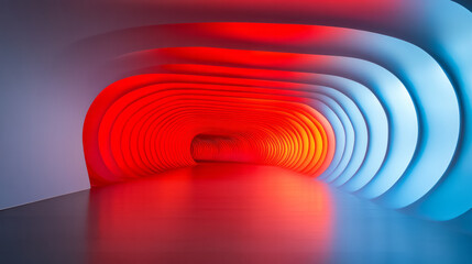 Poster - A low-angle perspective capturing sweeping lines of blue-red neon, each wave forming a futuristic