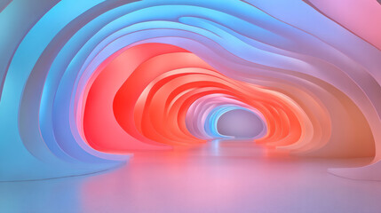 Poster - A low-angle perspective capturing sweeping lines of blue-red neon, each wave forming a futuristic