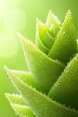 Wall Mural - Close-Up Textured Green Leaves Spiral Upwards in a Lush Display of Growth. Natural Light