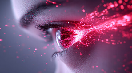 Poster - A gentle motion blur reveals the dynamic movement of the red filaments, framing her face in a
