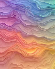 Leinwandbilder - An overhead view capturing wave after wave of luminous pastel colors, softly undulating in a