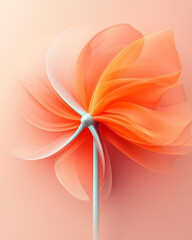Aufkleber - A minimalist composition: the turbine positioned off-center against a soft-peach backdrop, subtle