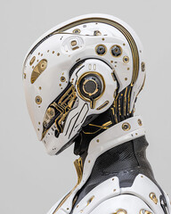 Poster - A calming gray backdrop frames the androidâ€™s poised stance, the contours of its face reminiscent