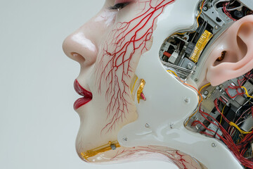 Poster - A side-profile capturing the juxtaposition of a smooth, organic face-like exterior with the