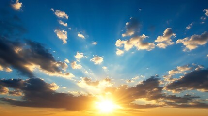 Poster - Beautiful sunrise with colorful clouds creating an inspiring morning sky scene : Generative AI