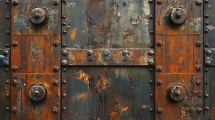 Poster - Rusty industrial iron background with oxidized patches, worn-down details, and vintage metallic patina.
