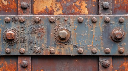 Poster - Rusty industrial iron background with oxidized patches, worn-down details, and vintage metallic patina.