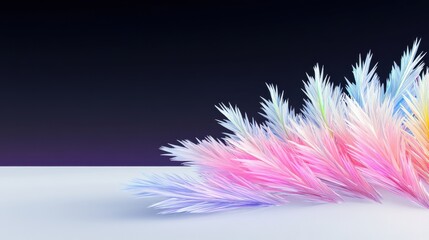Poster - Abstract colorful feather arrangement against dark gradient background