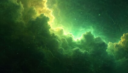 Wall Mural - green space nebula astronomy background with stars and clouds. it is a celestial galaxy with glowing