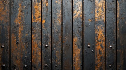 Poster - Tarnished old iron sheet background with deep grooves, weathered oxidation spots, and rough industrial patterns.
