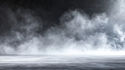 Poster - Whisps of gray smoke slowly drifting across a solid dark background, with lots of room for design or text.