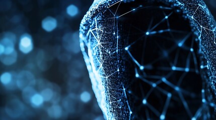 Leinwandbilder - A digitally enhanced hoodie revealing a network of blue lines and glowing nodes representing technology : Generative AI