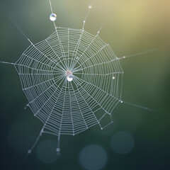 Wall Mural - spider web with dew drops